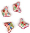 4 11x17mm Pink Cloisonné Butterfly Beads